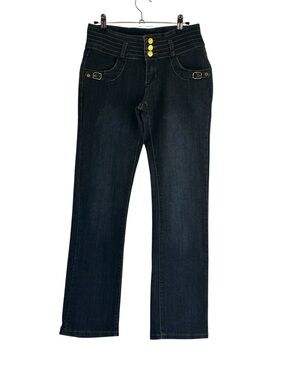 Queen Jeans Dark Wash Y2K Buckle Pocket Bootcut Jeans Size 7 Y2K Glam